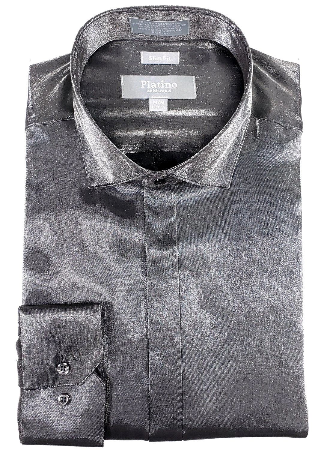 Chemise PLATINO SLIM FIT satinée grise anthracite élégance discrète. Un must have.